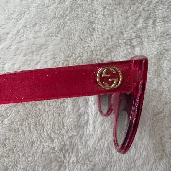 Gucci Women's‎ Gradient Cat Eye Sunglasses Sparkly Pink GG0035S - Picture 11 of 12
